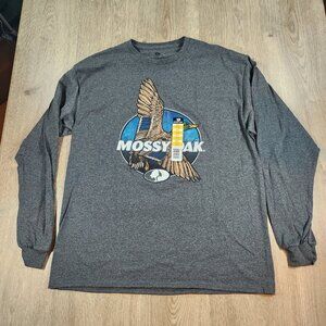 Mossy Oak Tshirt Mens XL Gray Long Sleeve Hunting Field Duck Outdoors Casual